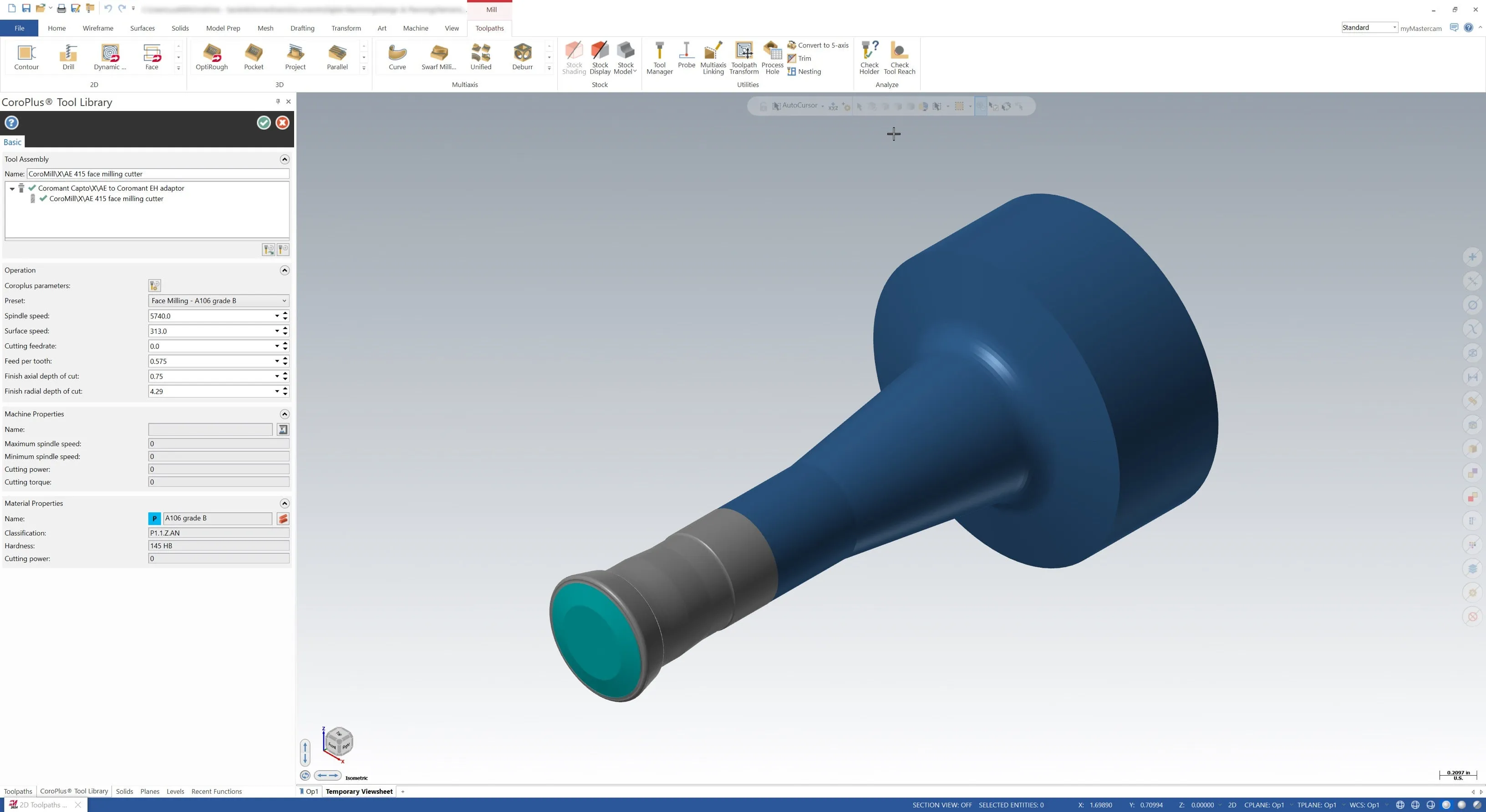 image of tool library add-in in mastercam software